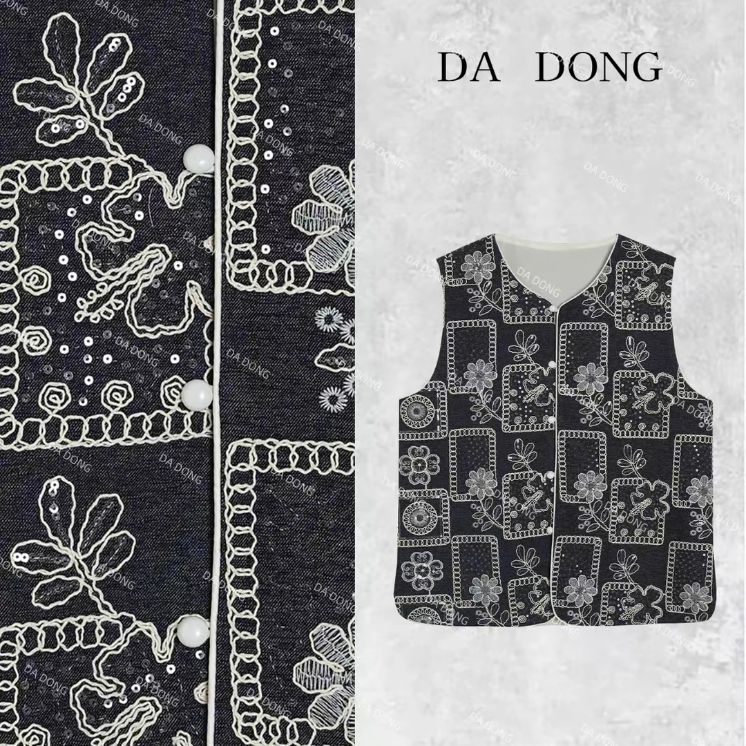 【马甲】青花瓷--新中式国风气质时尚休闲百搭复古潮流牛仔刺绣马甲