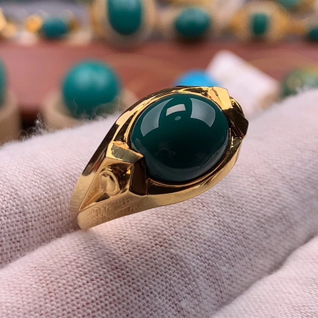 18K金镶嵌绿松石挂件