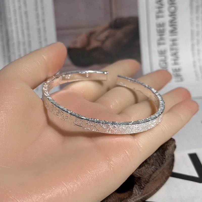 喜宝春花足银999手镯 吉言开口口手镯