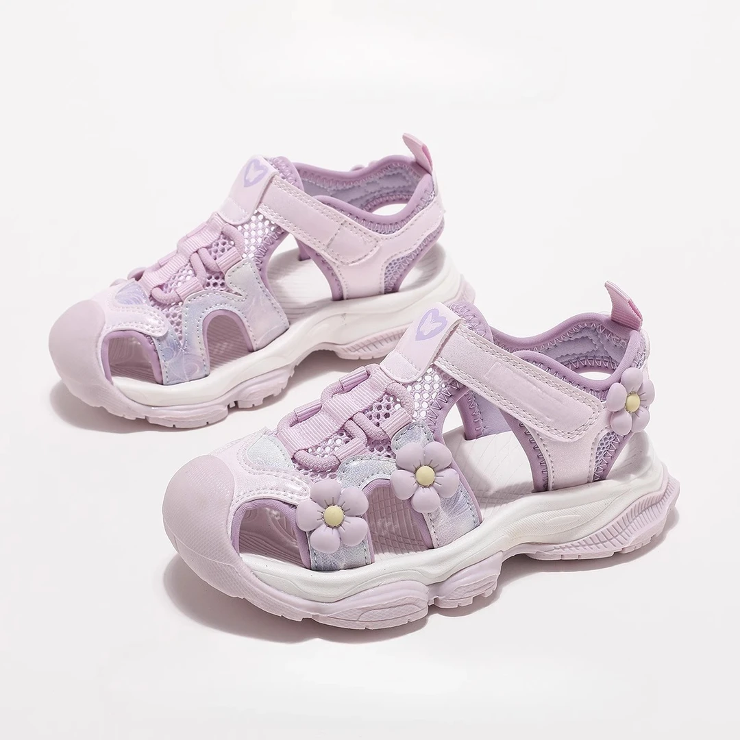 ABC女童包头公主凉鞋2024夏季新款中大童镂空鞋子女童透气沙滩鞋