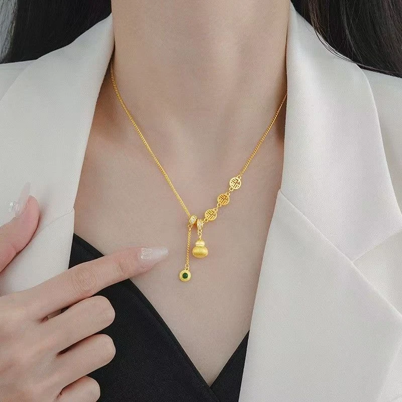 铜合金项链 金色小众时尚挂脖脖圈项圈颈纹长款镀K金 新轻奢饰品