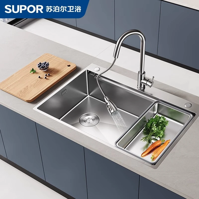 苏泊尔洗菜盆304不锈钢厨房水槽大单槽台下盆加厚洗碗槽洗菜池