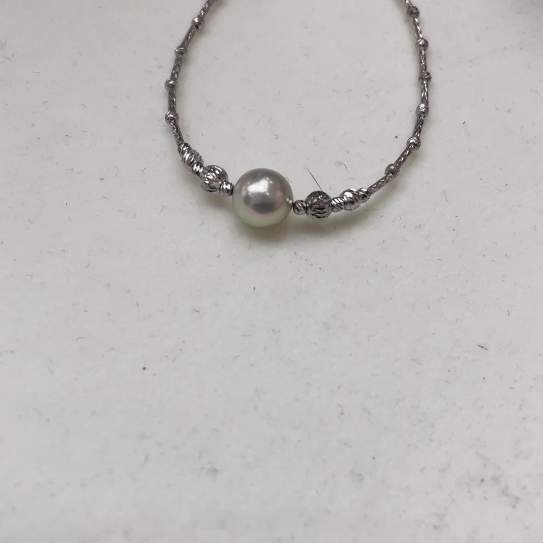 手绳银S925镶嵌海水珍珠