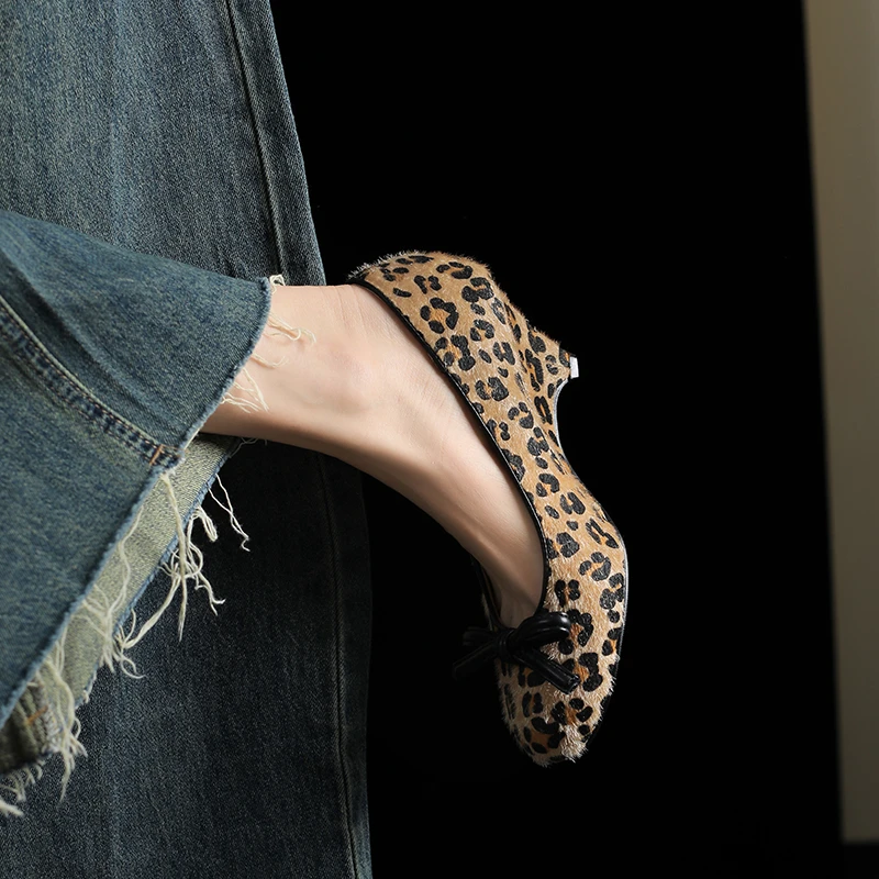 玖橱新款复古女鞋高跟法式高跟粗跟鞋时尚软底蝴蝶结中跟单鞋浅口