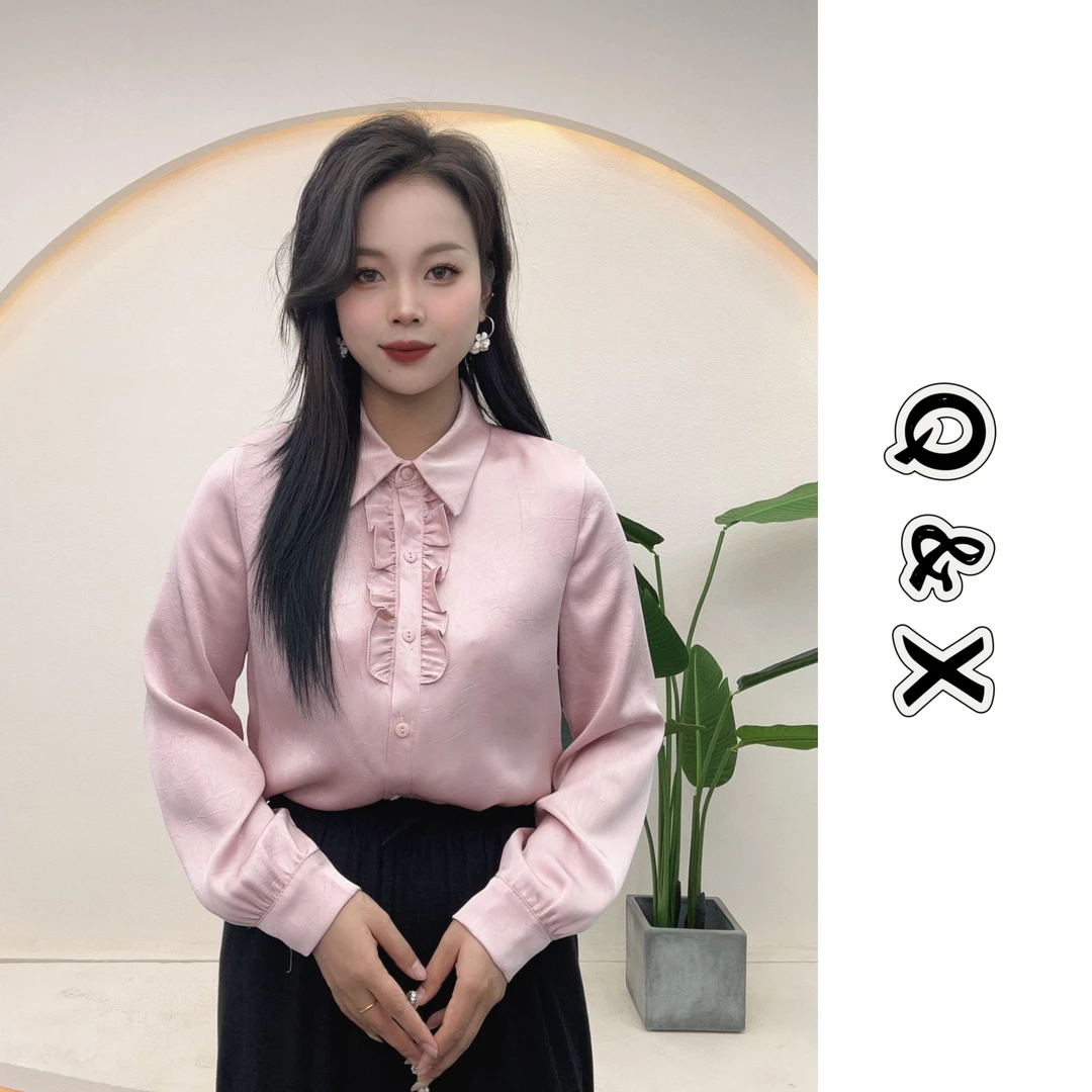 2025春季新款百搭时尚长袖衬衫女士洋气减龄上衣休闲衬衣宽松