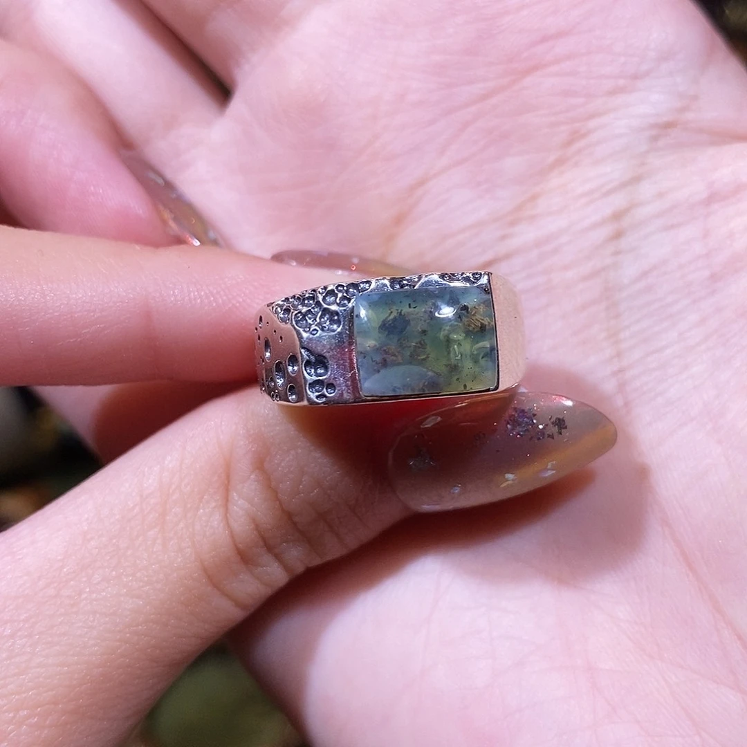 琥珀银S925镶嵌戒指戒指