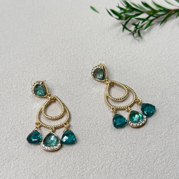 铜合金合成锆石耳饰 气质优雅扫肩耳钉bp1765