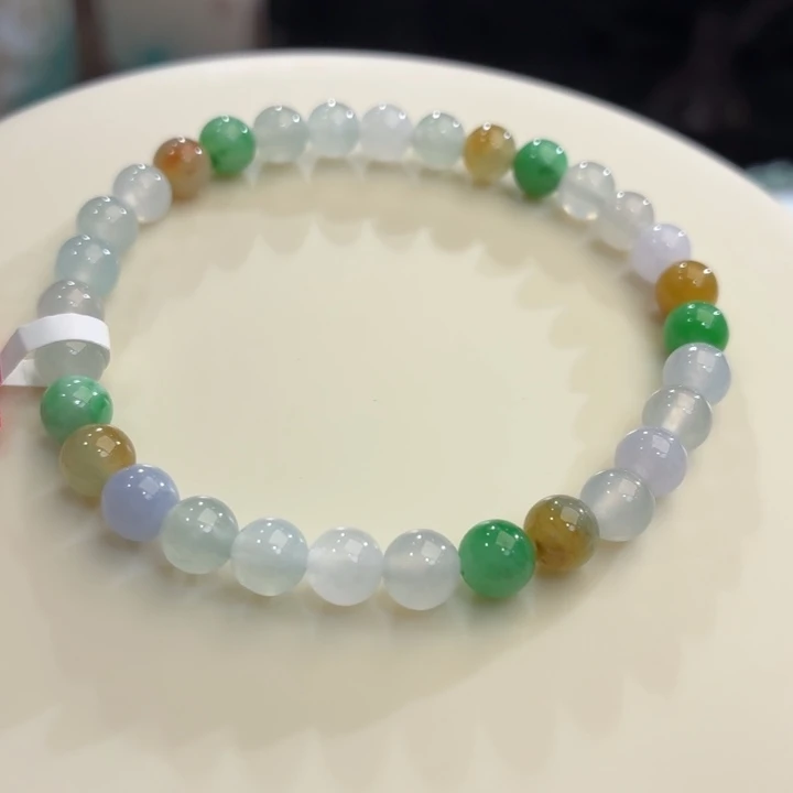 翡翠未镶嵌手链冰胶多宝卡6
