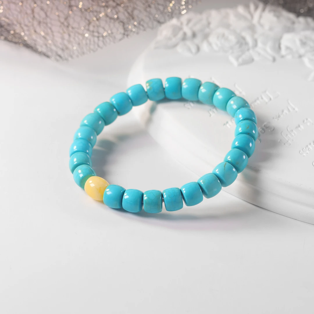 湖北十堰老矿料高瓷蓝老型直切DIY单圈手串【多样性发货】