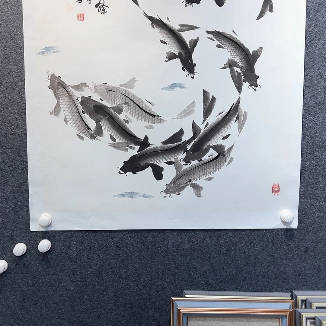 国画知鱼之乐纯手绘