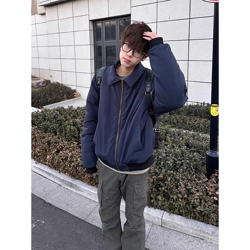 藏青色飞行夹克外套男春秋款宽松cleanfit潮流美式短款休闲棒球服