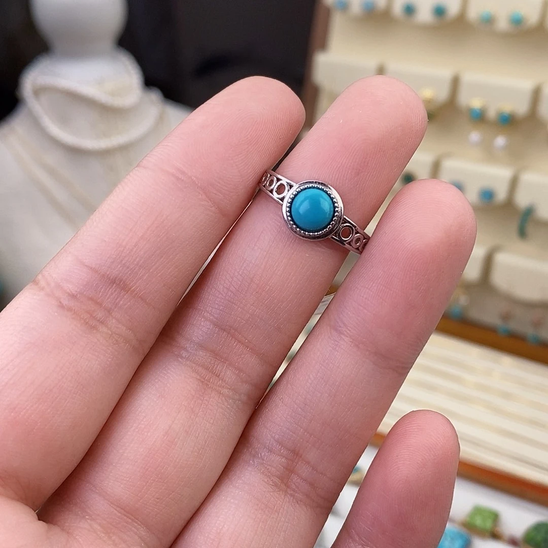 绿松石戒指银S925镶嵌