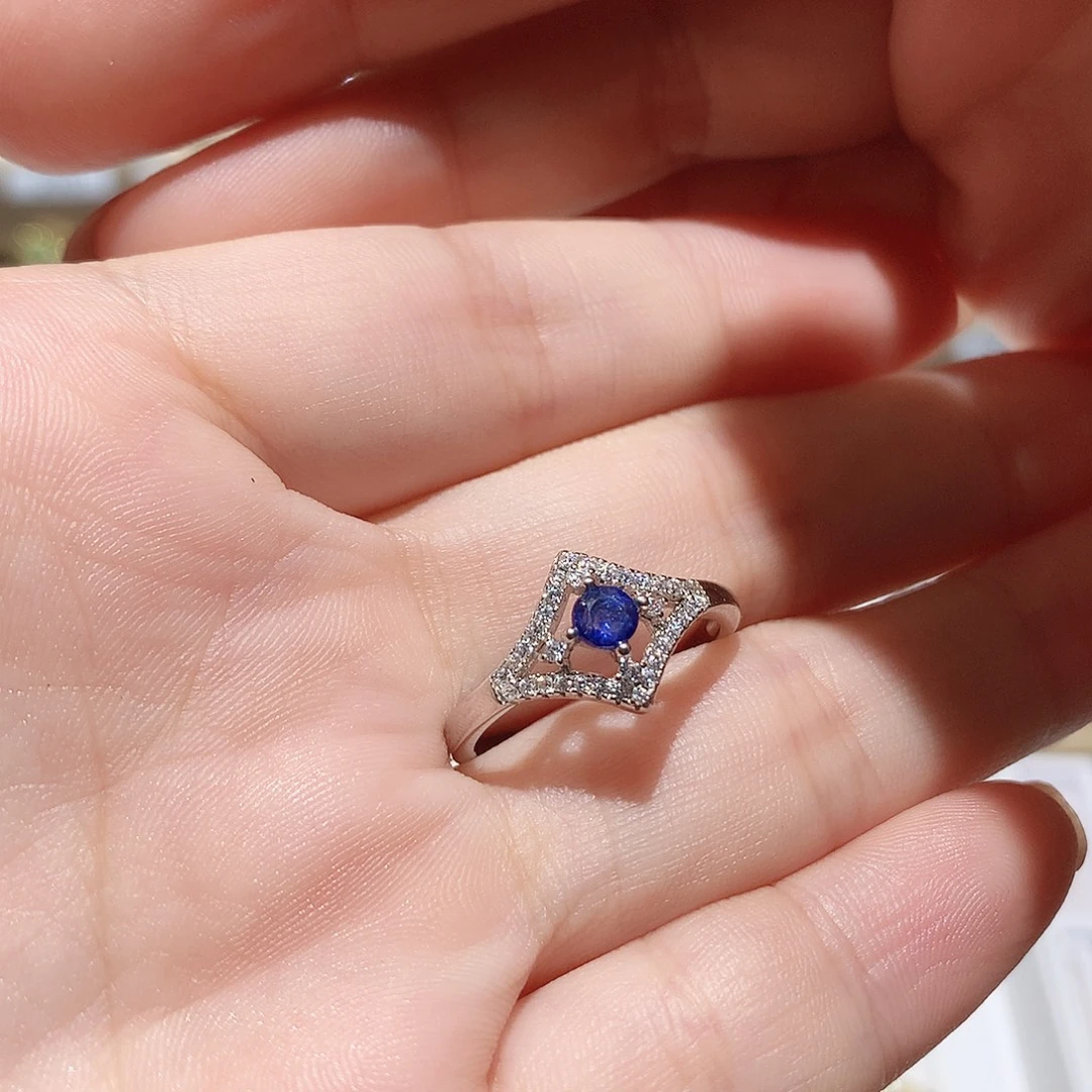 戒指蓝宝石银S925镶嵌