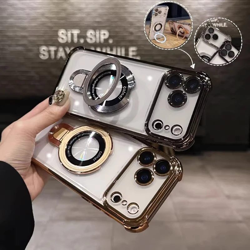 适用苹果17Promax手机壳磁吸支架苹果17Air四角防摔16Pro全包透明