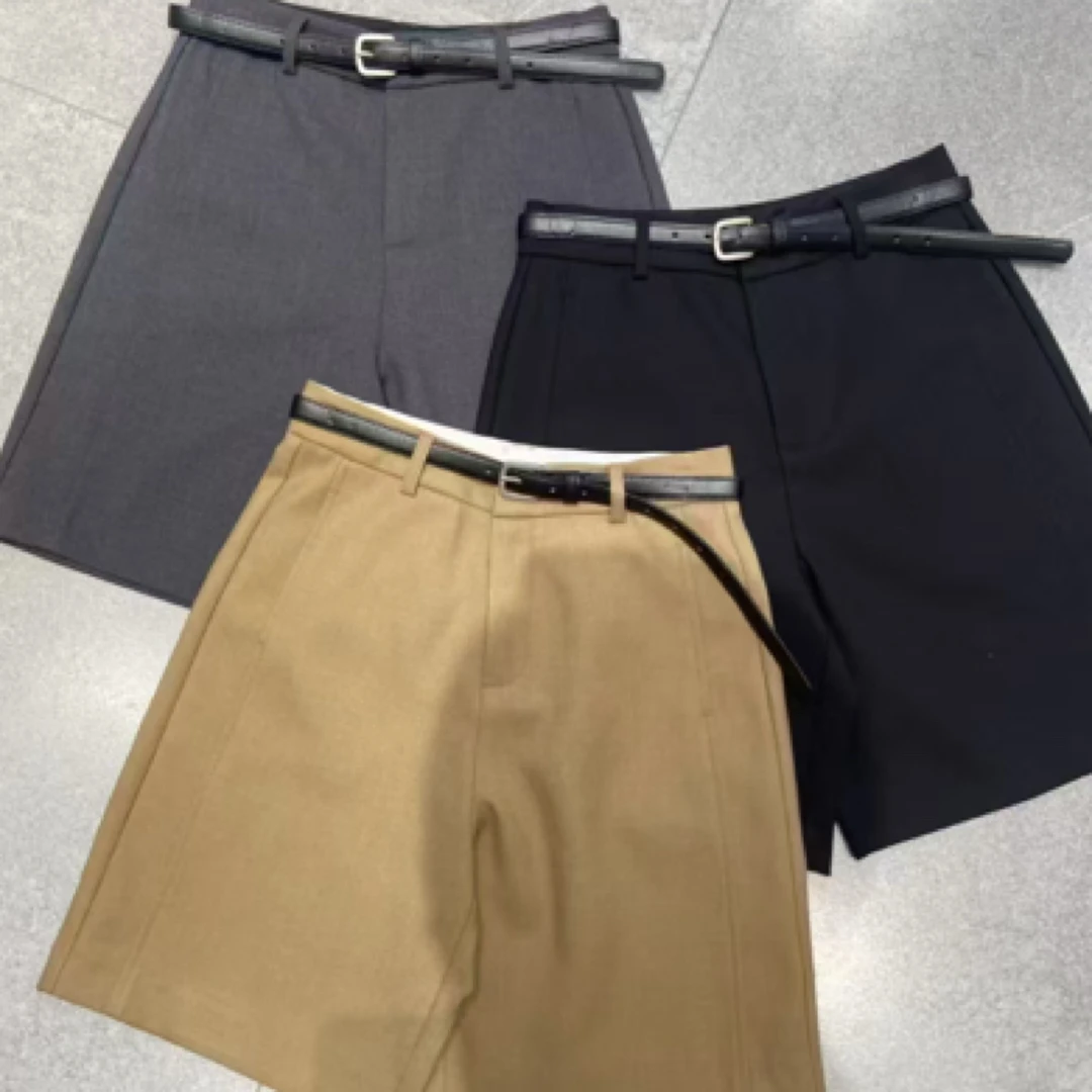 中高腰通勤极简西装五分裤