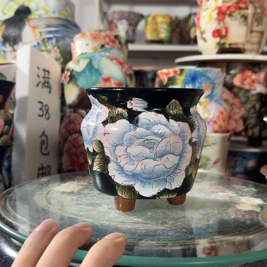 景德镇手绘花盆幸运花盆