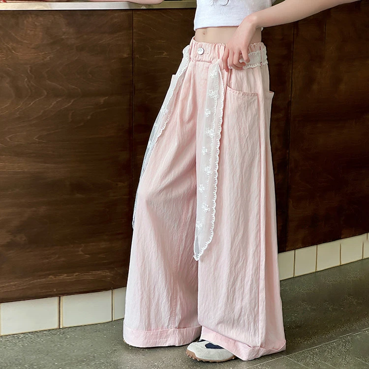 【丫丫童装】2025夏季新款女中大童蕾丝山本裤休闲百搭K236