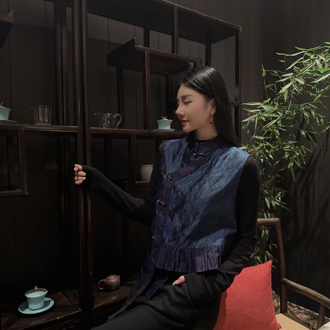 BETTY BAIRN 【月落纸茵】国风桑蚕丝不规则马甲25B-BW1529