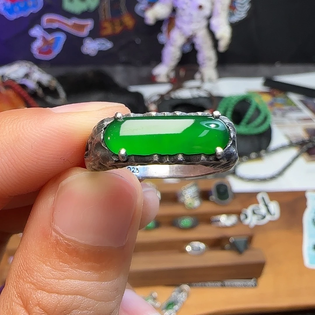 G***.翡翠银S925镶嵌戒指