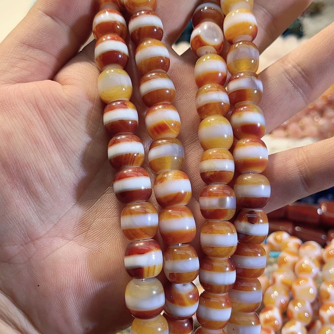 玛瑙/玉髓合金珠宝半成品一线天竺一条12mm