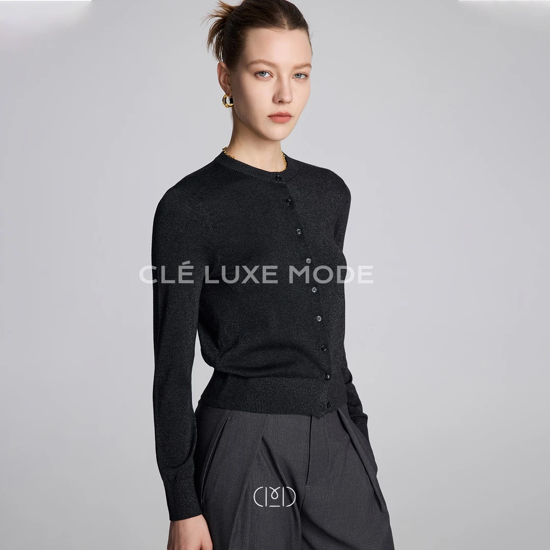 Cle Luxe Mode25年璀璨星河轻奢带细闪针织开衫CS25322049