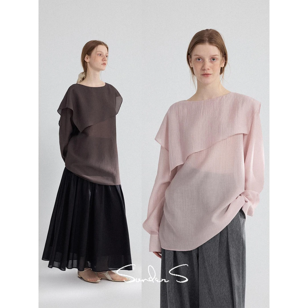 SONDERS不对称活页造型感 桑蚕丝混纺上衣