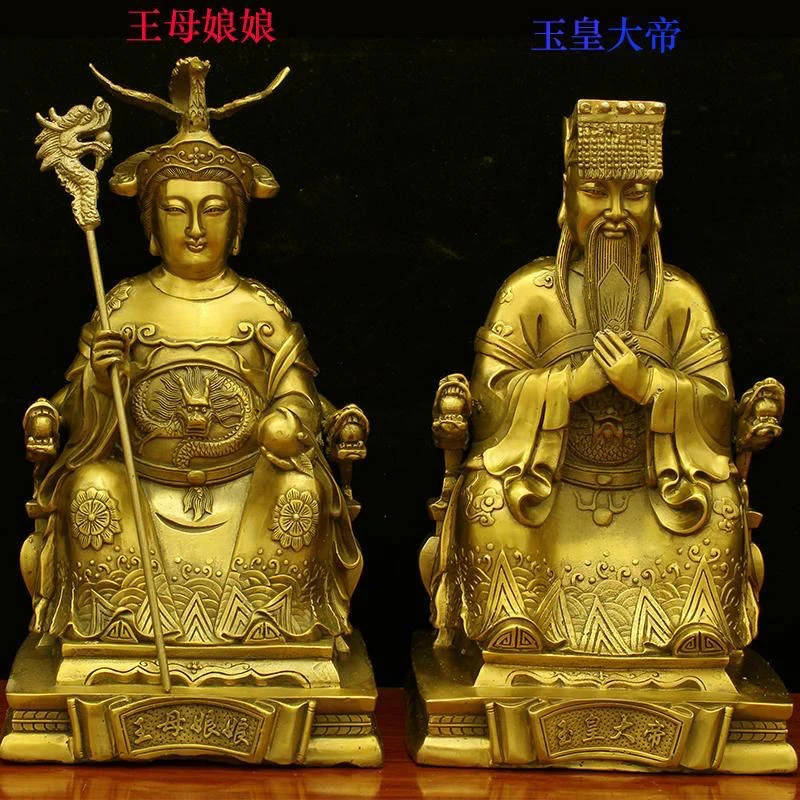 纯铜玉皇大帝 王母娘娘佛像神像 玉帝王母招财平安摆件 包邮