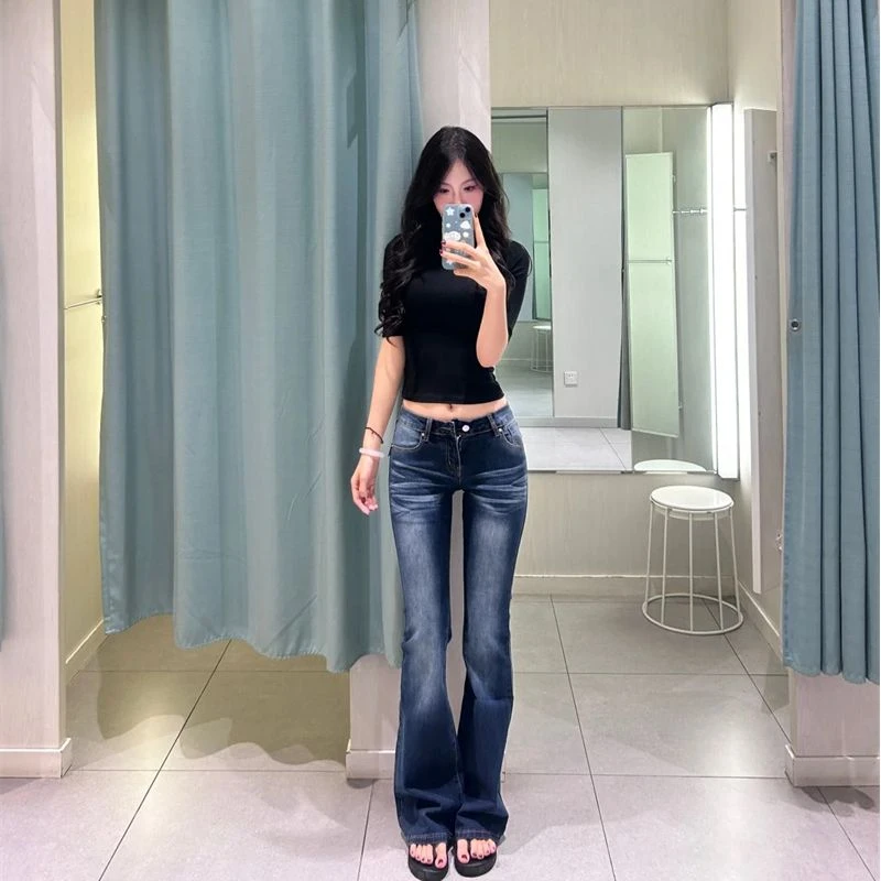 复古宽松不贴腿显腿细遮肉微喇裤女秋季洋气时尚穿搭高个子休闲裤