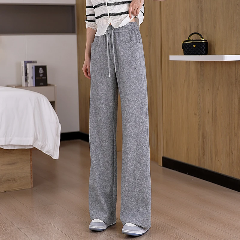 独梦2025早春新款休闲裤显瘦阔腿裤长裤宽松垂感休闲窄版裤子百搭