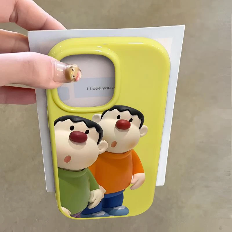 卡通呆萌胖虎适用iphone16/15/14手机壳苹果iPhone13趣味12/11软