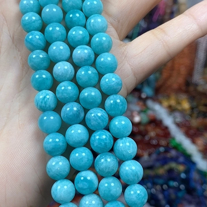 你***呀玛瑙/玉髓未镶嵌珠宝半成品A天然天河石卡8mm