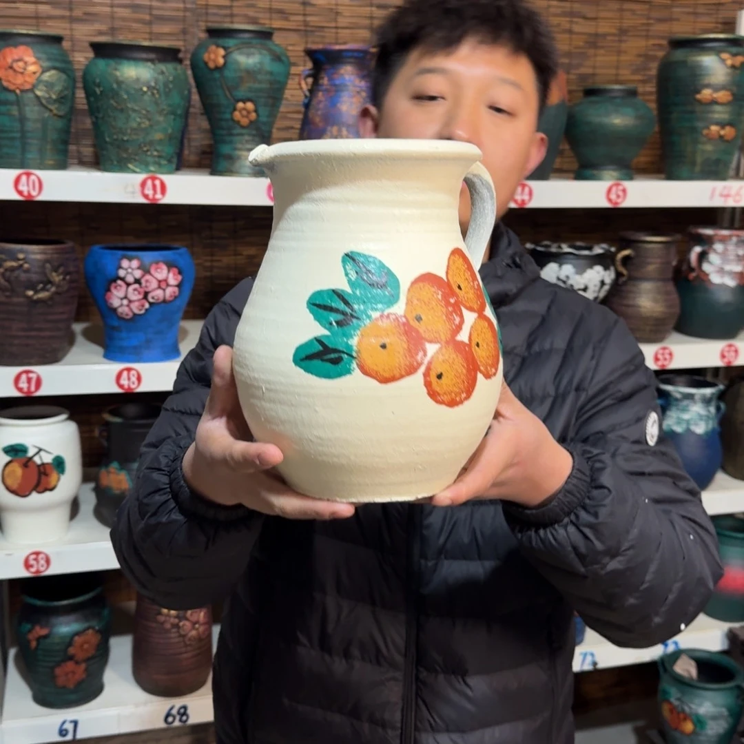 红陶红陶浮雕花盆炸炸炸