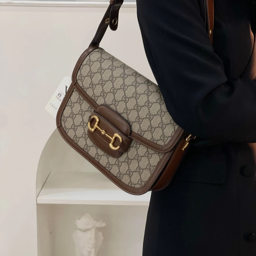 99新 GUCCI/古驰 1955马鞍中号焦糖包/优品