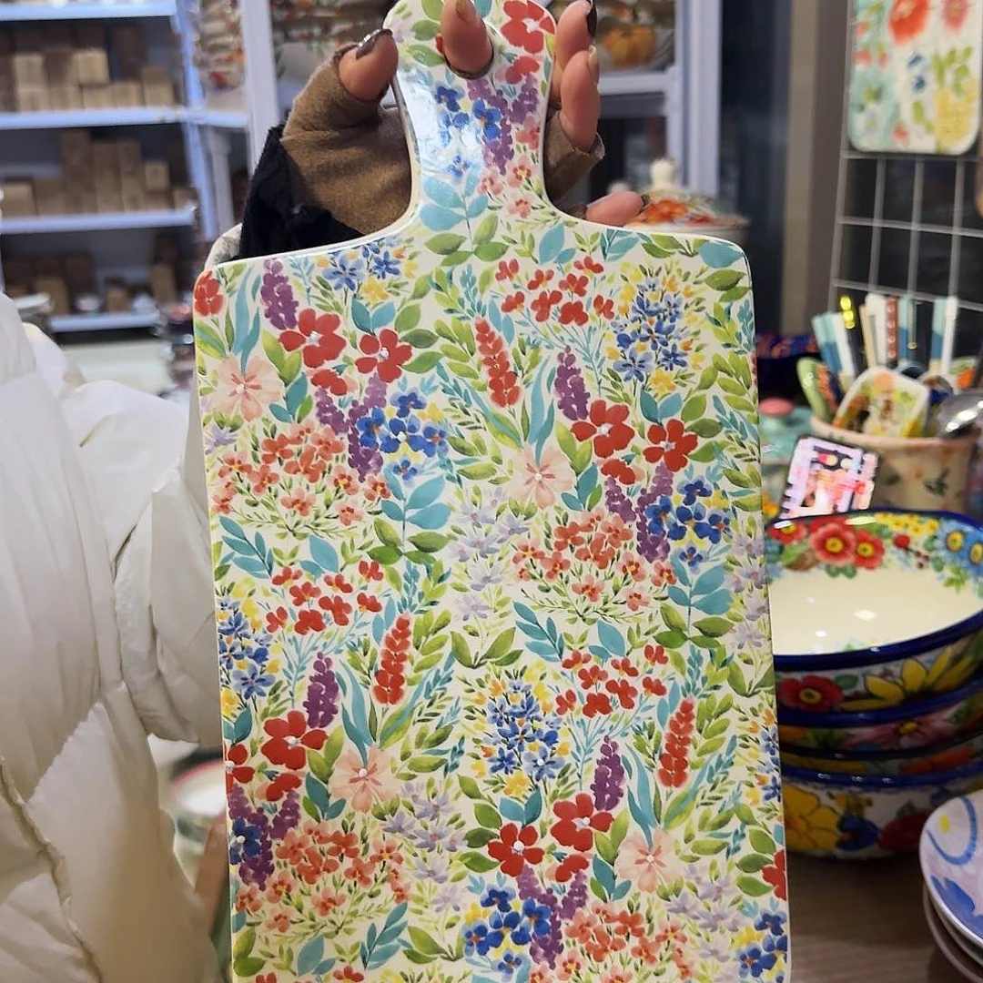 瓷片百花齐放方形面包板一只