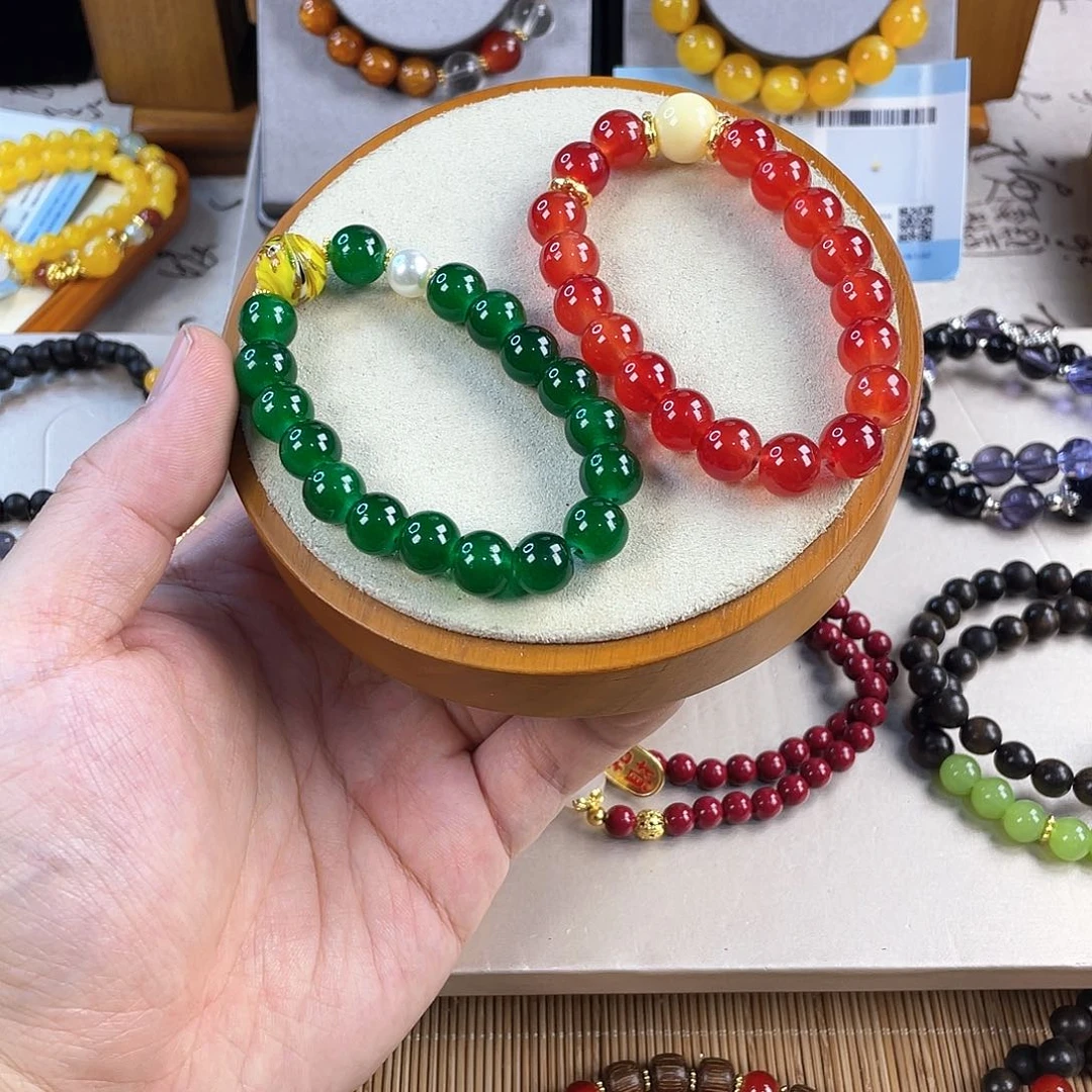 玛瑙手饰银S925镀金镶嵌