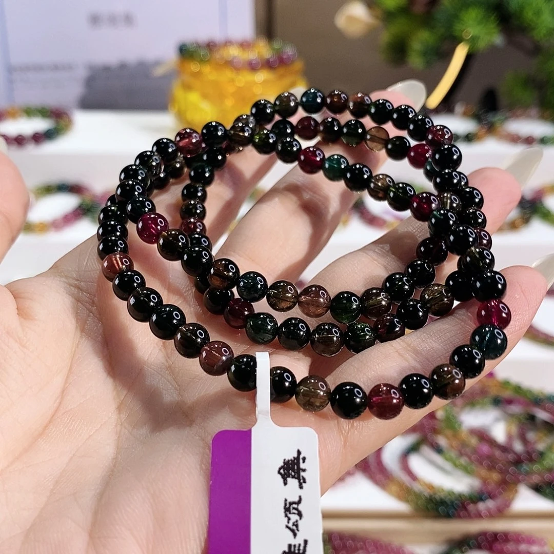碧玺手串未镶嵌G2420三圈颜色微差