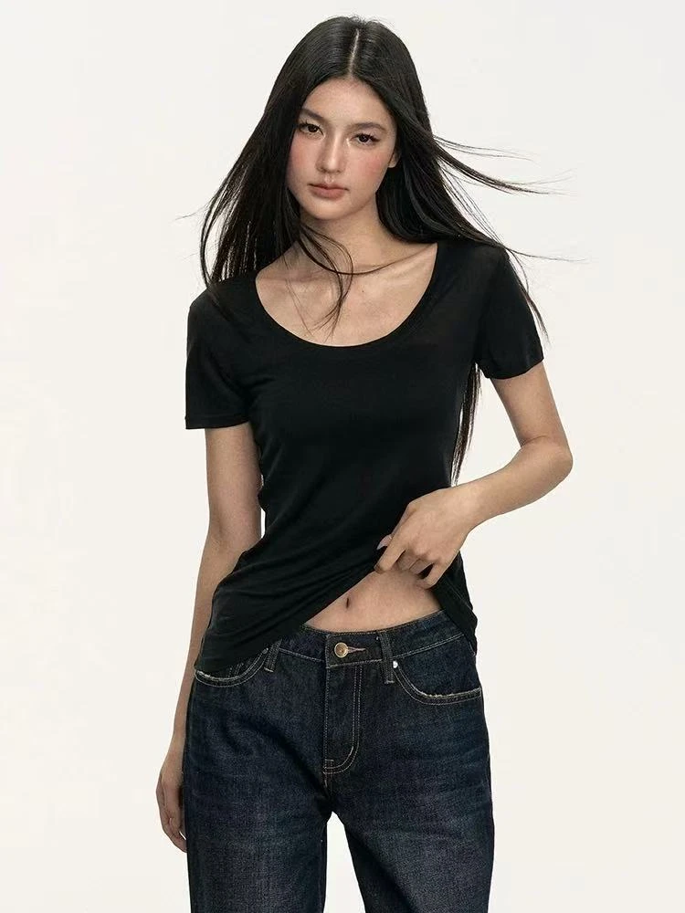 F8-2黑色“纯色”短袖上衣（8083）