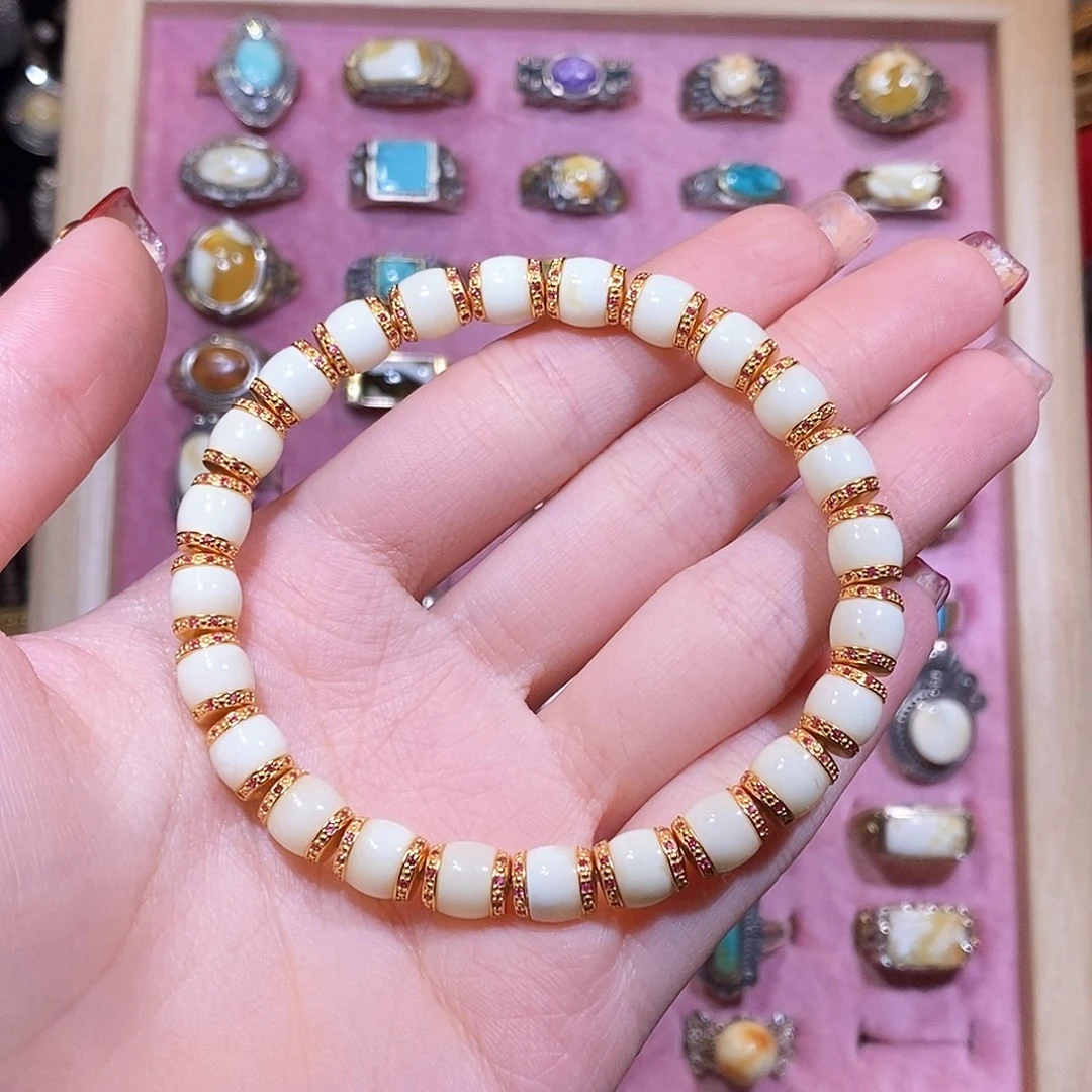 琥珀手链银S925镀金镶嵌程*?手串