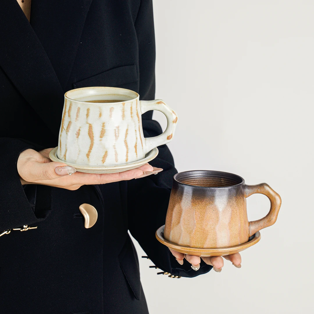 咖啡杯碟套装日式复古陶瓷杯子高级感精致水杯下午茶马克杯伴手礼