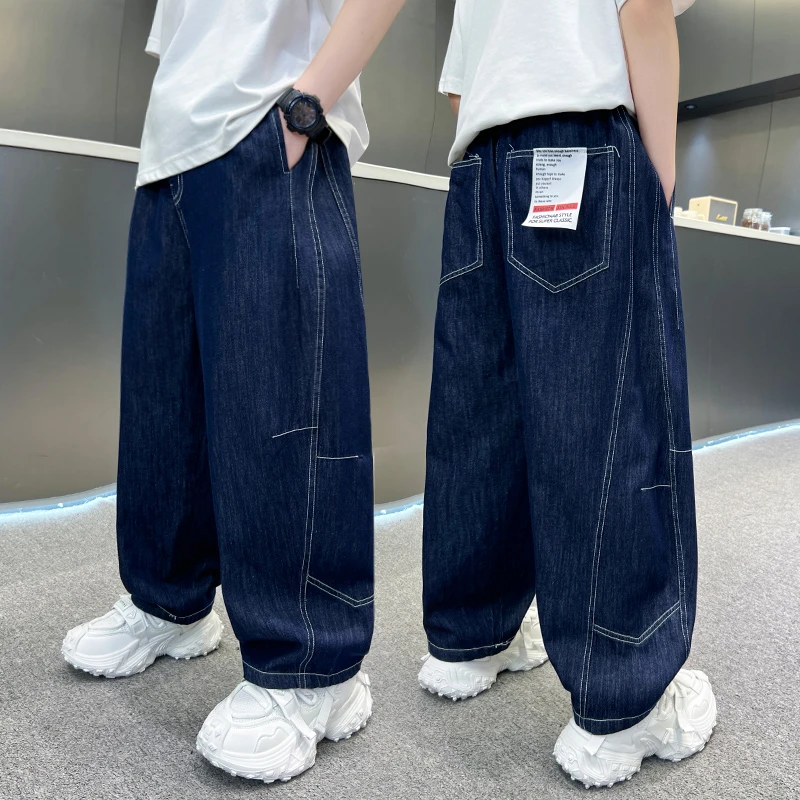 男童牛仔裤春秋款2025中大童装休闲直筒长裤秋季儿童裤子夏季薄款