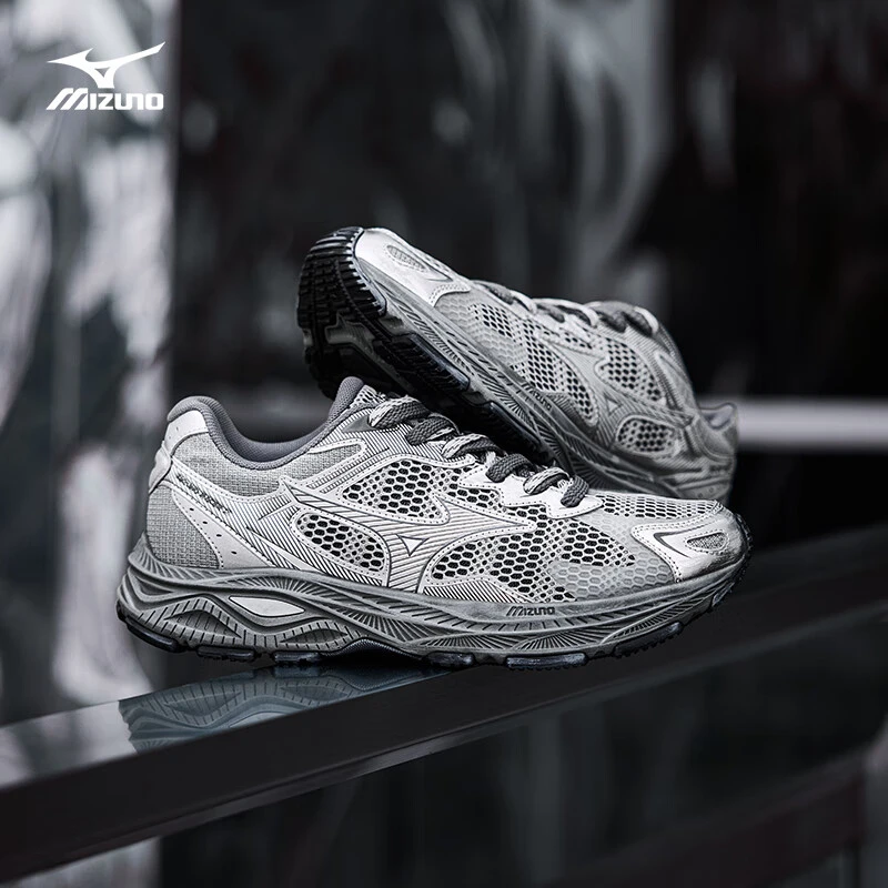 Mizuno/美津浓情侣复古经典运动透气网面跑鞋陨石灰RACER S 1.0
