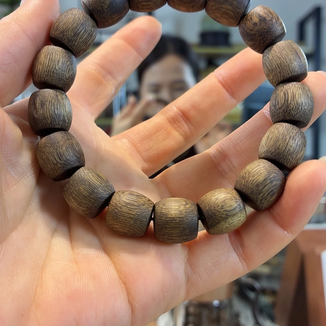 沉香手串沉水浮单圈鼓珠1.6mm14克➕多样性发1