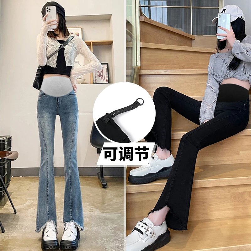 2025新款弹力辣妈孕妇微喇叭裤春秋孕妇修身外穿显瘦孕妇托腹裤