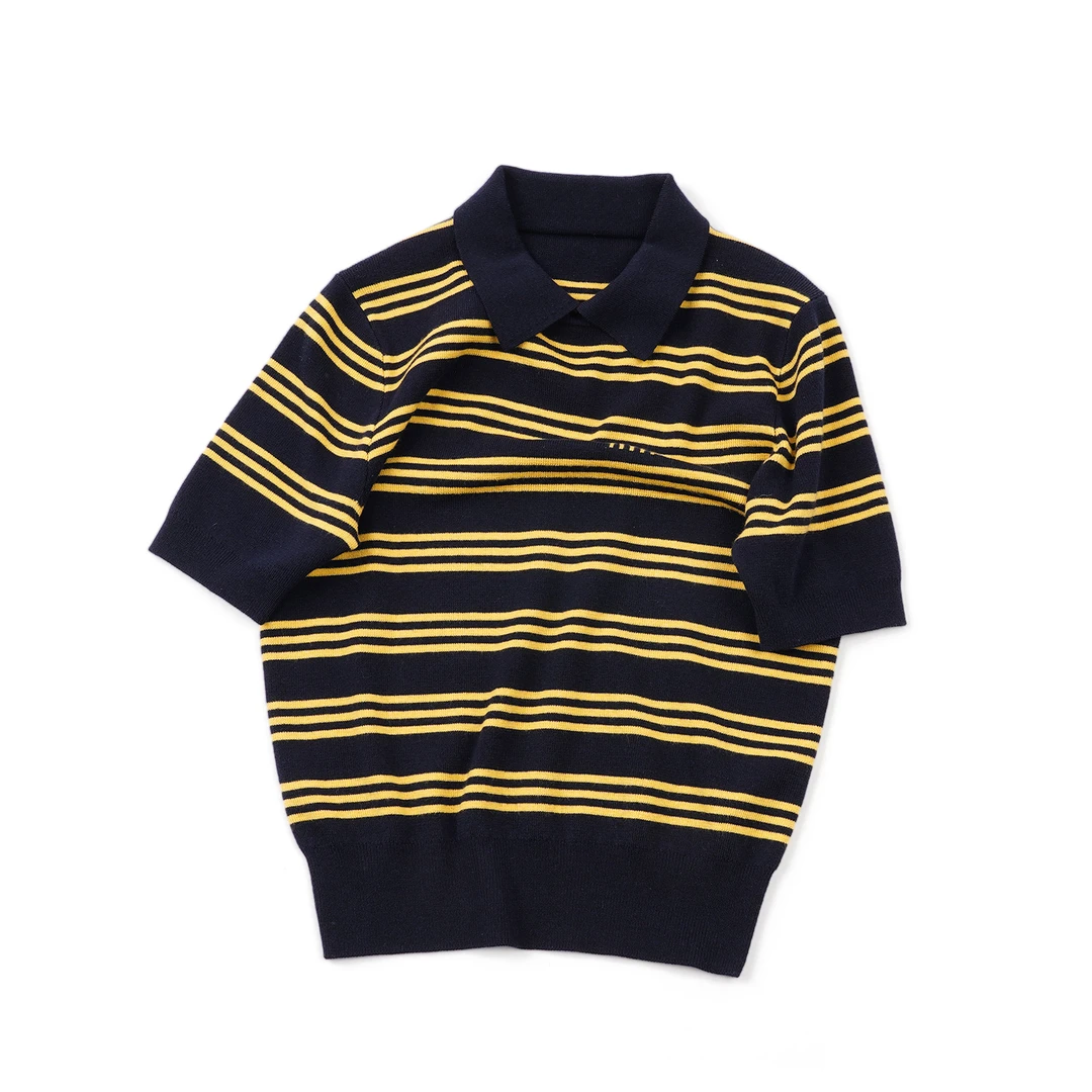 【字母刺绣翻领短袖】绵羊毛LG5MA0352