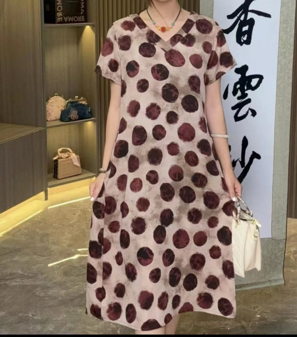 （众衣）波点上新直筒短袖显瘦连衣裙