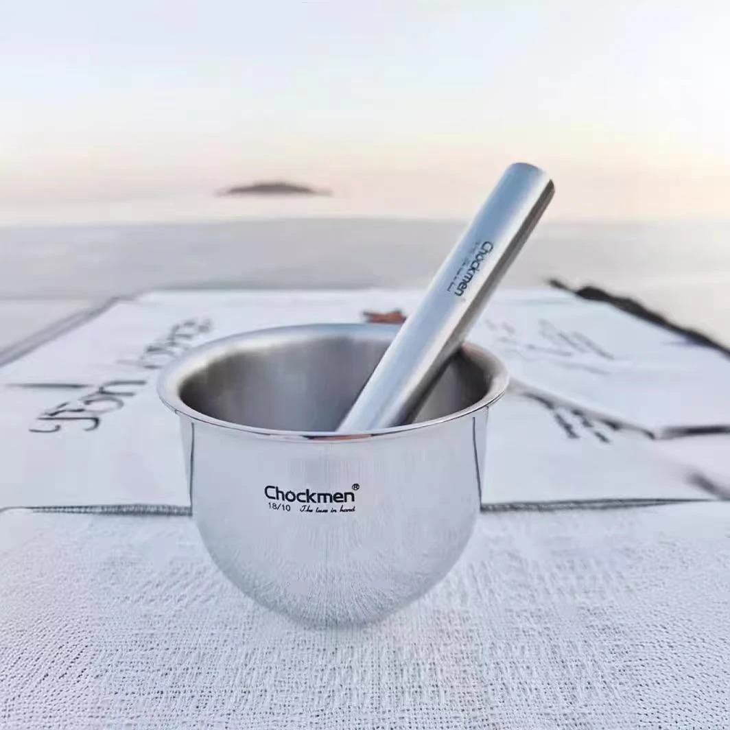 chockmen卓德铭捣蒜器18/10不锈钢蒜臼子捣碎罐家用捣药研钵蒜泥