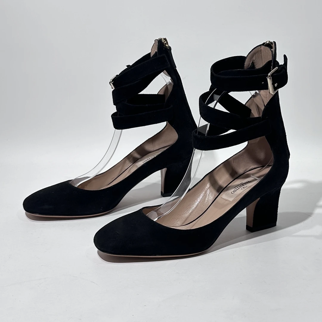 未使用 Valentino/华伦天奴 37码 黑色时尚高跟凉鞋/ML80500