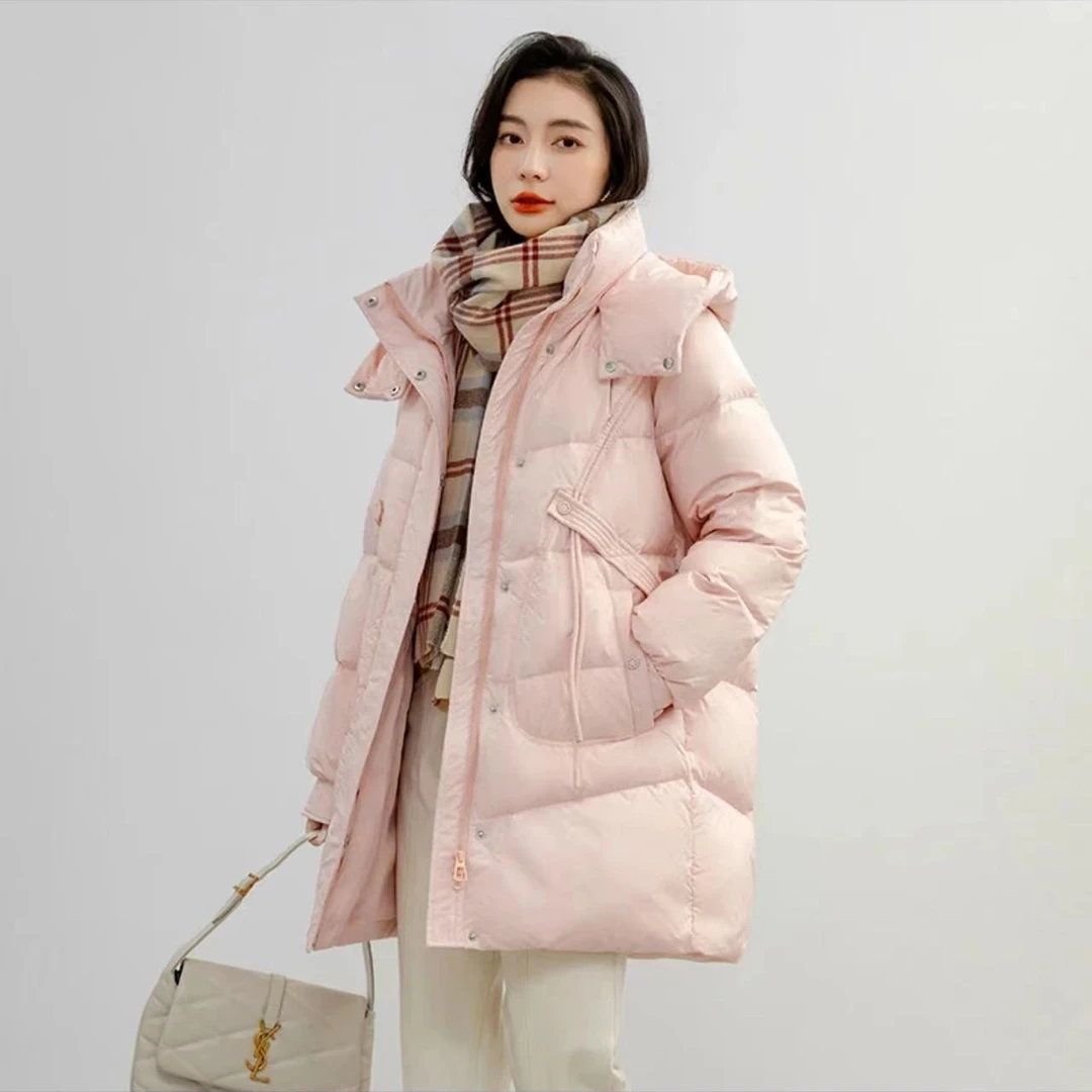 女士2024年羽绒服冬季保暖女款中长款百搭鸭绒外套