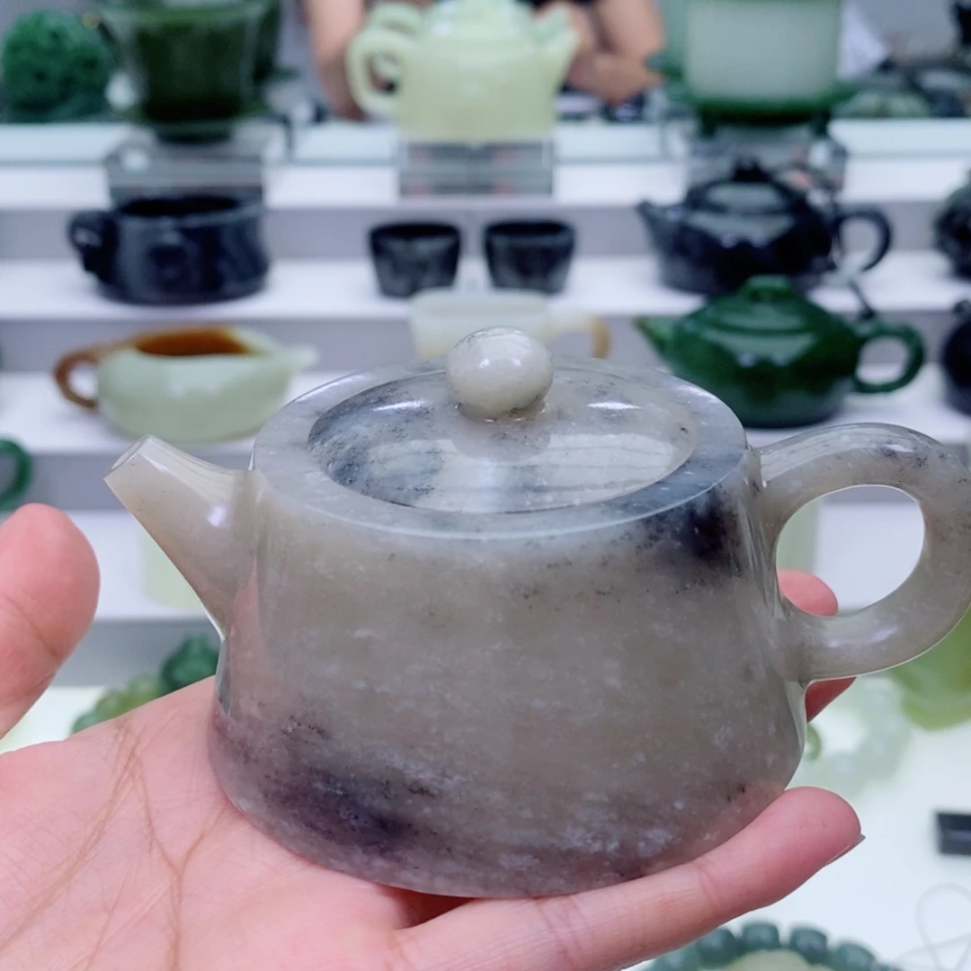 和田玉未镶嵌摆件茶壶