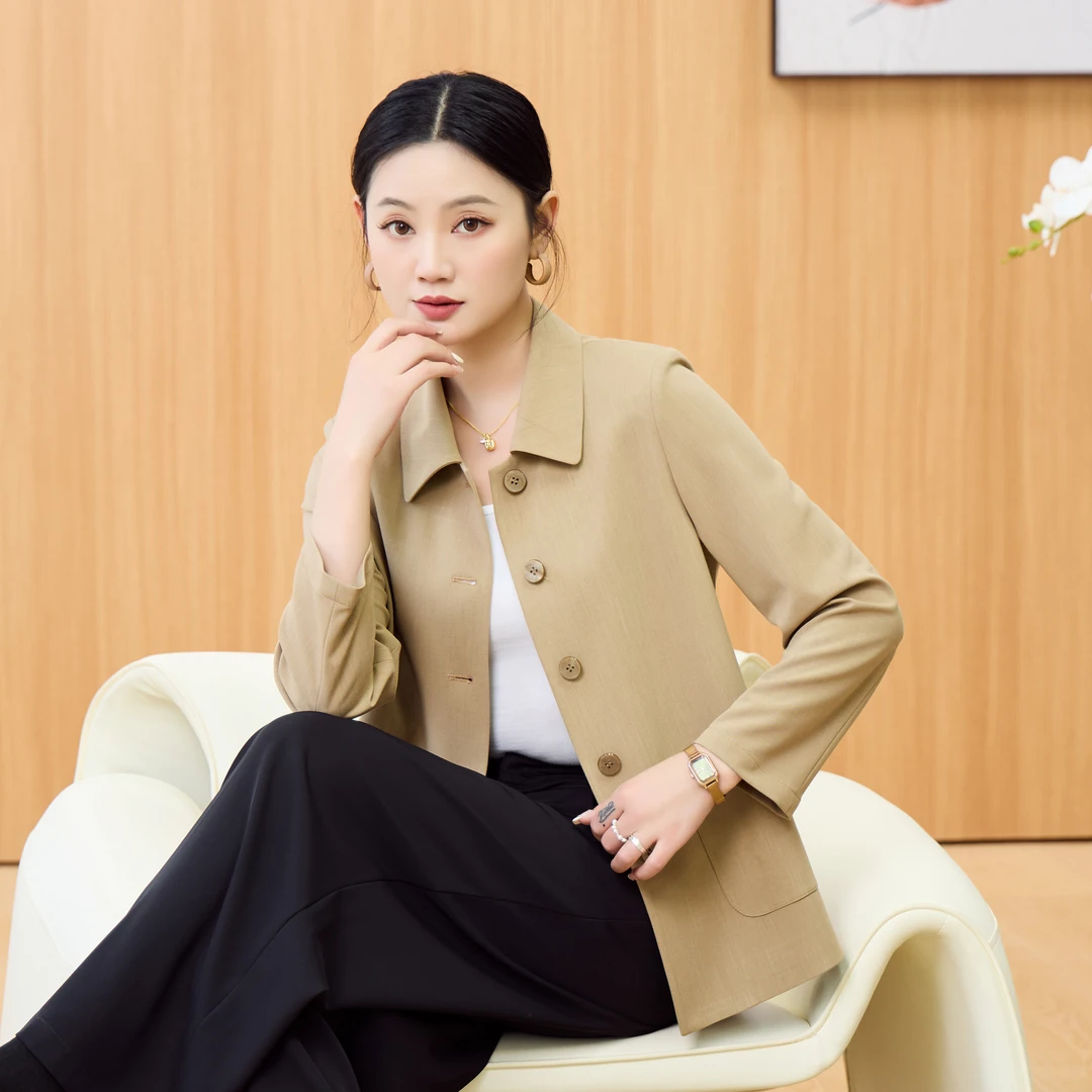 百搭妈妈装女士外套清凉薄款垂感简约休闲外套通勤薄外套8139